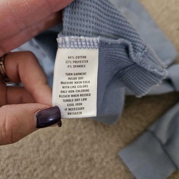 Aeropostale Long Sleeve Waffle-Knit Cropped Sleep Henley M - Picture 9 of 11